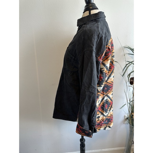 We The Free Shirt Adult S Orange‎ Gray Aztec Striped Southwestern Collared Women - Picture 2 of 10